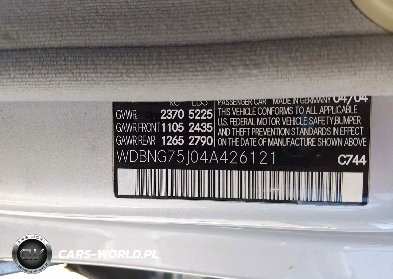 2004 Mercedes-Benz S 500 VIN:WDBNG75J04A426121 - 9