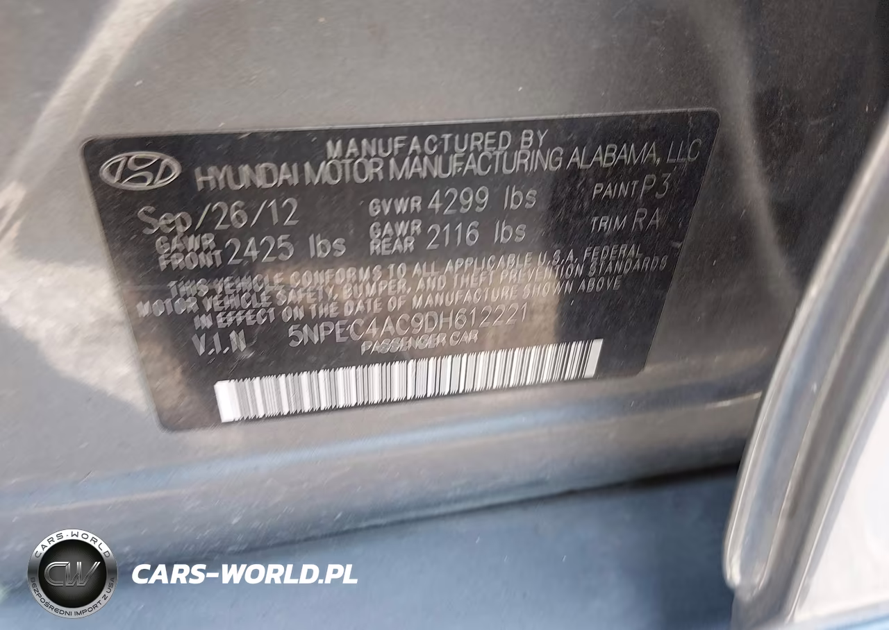 2013 Hyundai Sonata Limited VIN:5NPEC4AC9DH612221 - 9