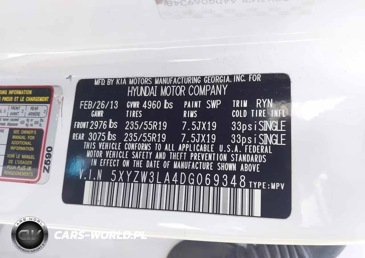 2013 Hyundai Santa Fe Sport 2.0T VIN:5XYZW3LA4DG069348 - 9