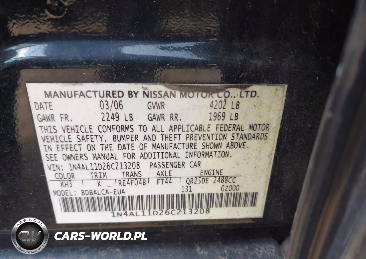 2006 Nissan Altima 2.5 S VIN:1N4AL11D26C213208 - 9