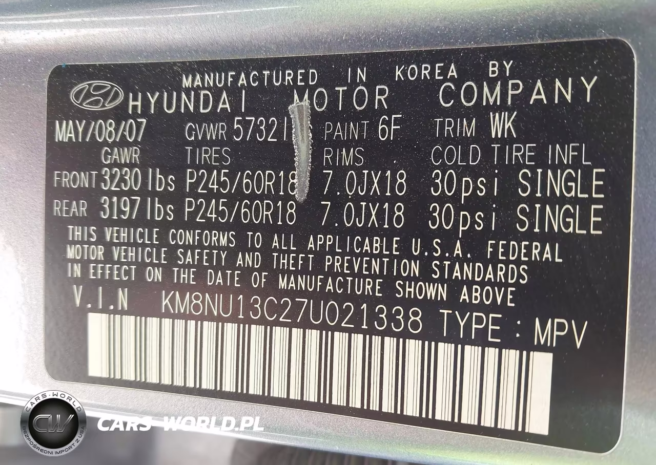 2007 Hyundai Veracruz Gls-Limited-Se VIN:KM8NU13C27U021338 - 9
