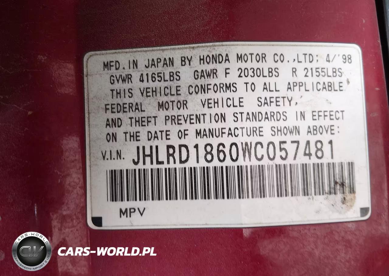 1998 Honda Cr-V Ex VIN:JHLRD1860WC057481 - 9