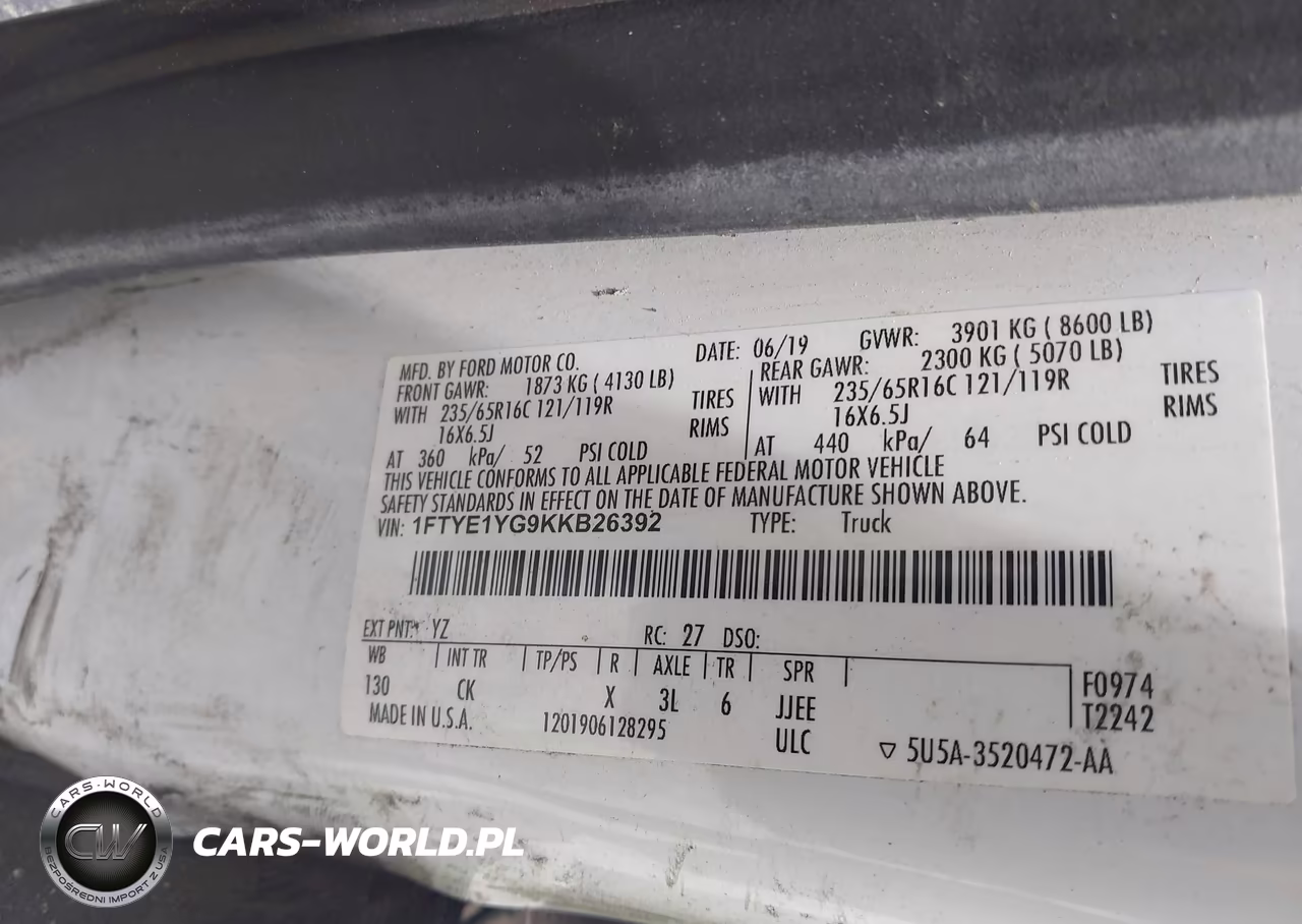 2019 Ford Transit-150 VIN:1FTYE1YG9KKB26392 - 9