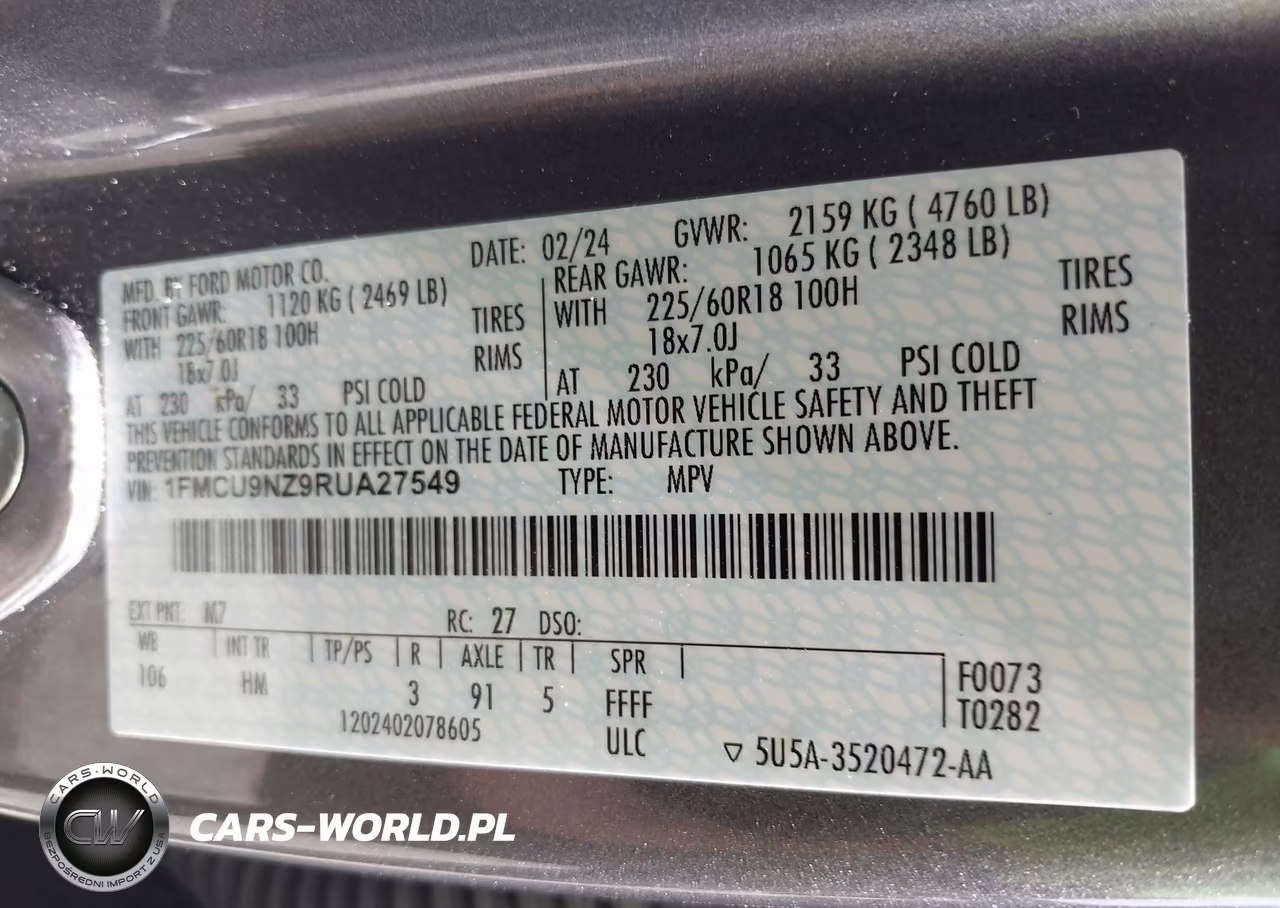 2024 Ford Escape St-Line Select VIN:1FMCU9NZ9RUA27549 - 9