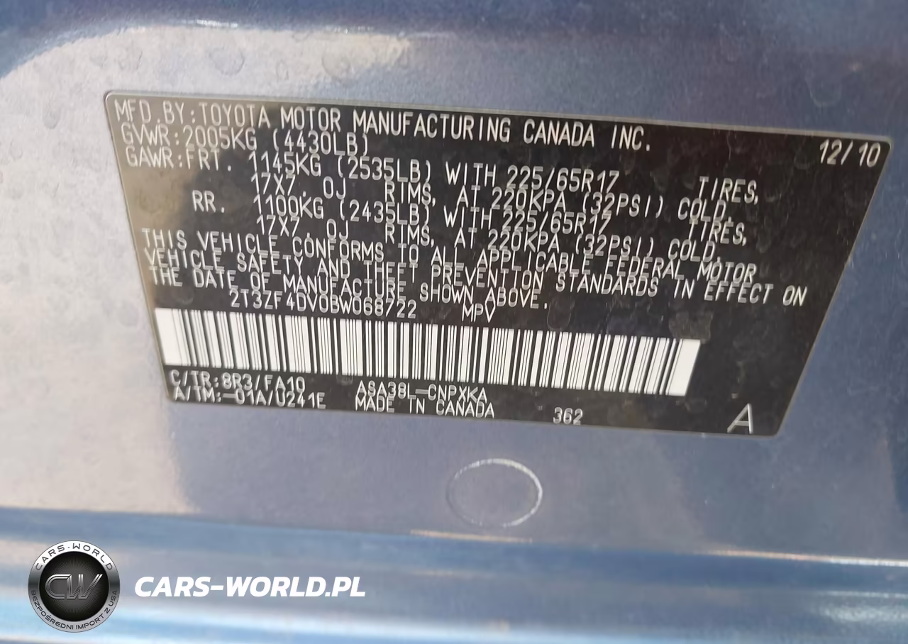 2011 Toyota Rav4 VIN:2T3ZF4DV0BW068722 - 9