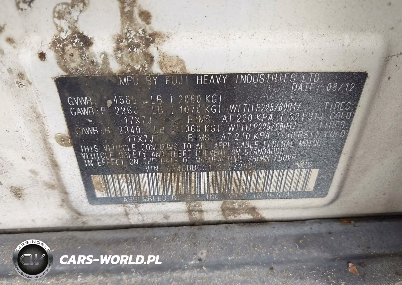 2013 Subaru Outback 2.5I Premium VIN:4S4BRBCC1D3227262 - 9