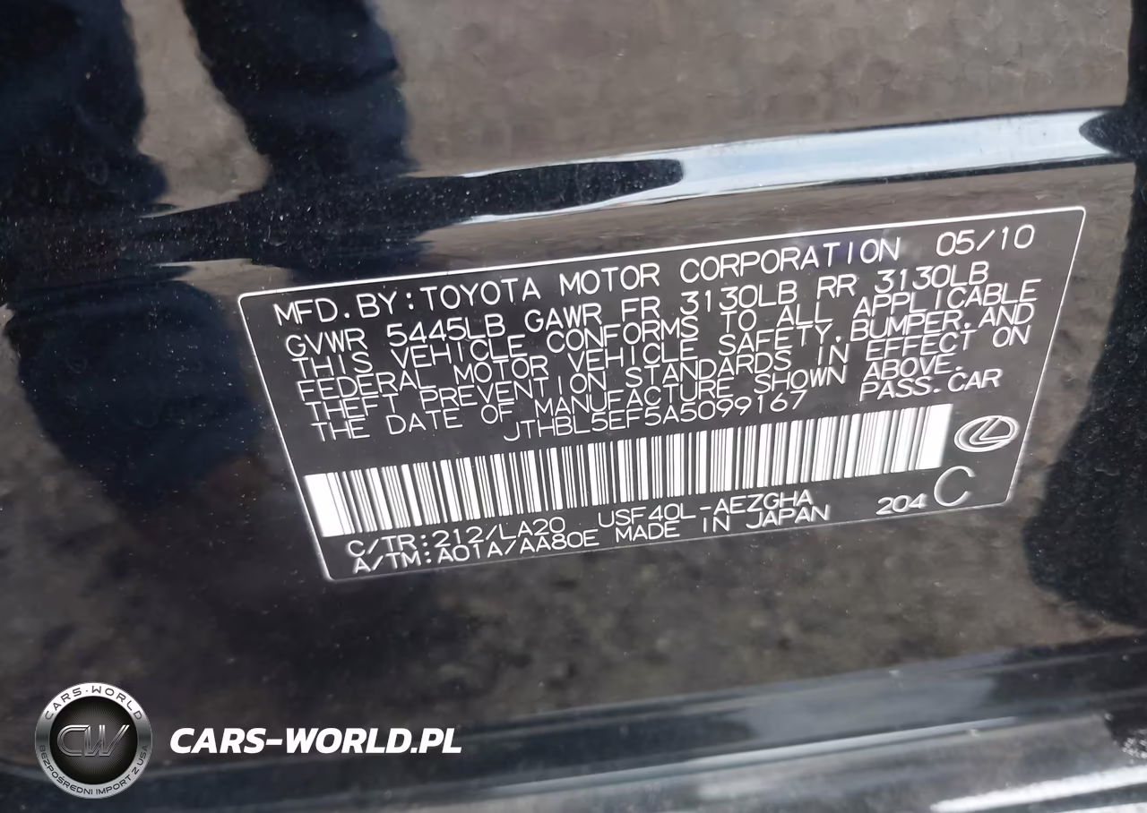 2010 Lexus Ls 460 VIN:JTHBL5EF5A5099167 - 9