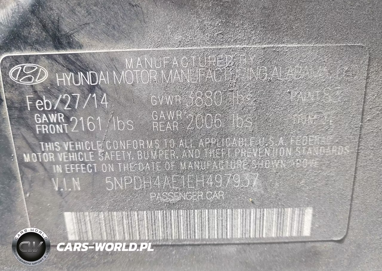 2014 Hyundai Elantra Limited VIN:5NPDH4AE1EH497937 - 9
