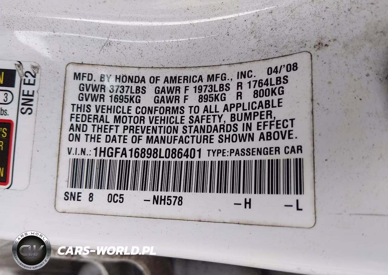 2008 Honda Civic Ex VIN:1HGFA16898L086401 - 9