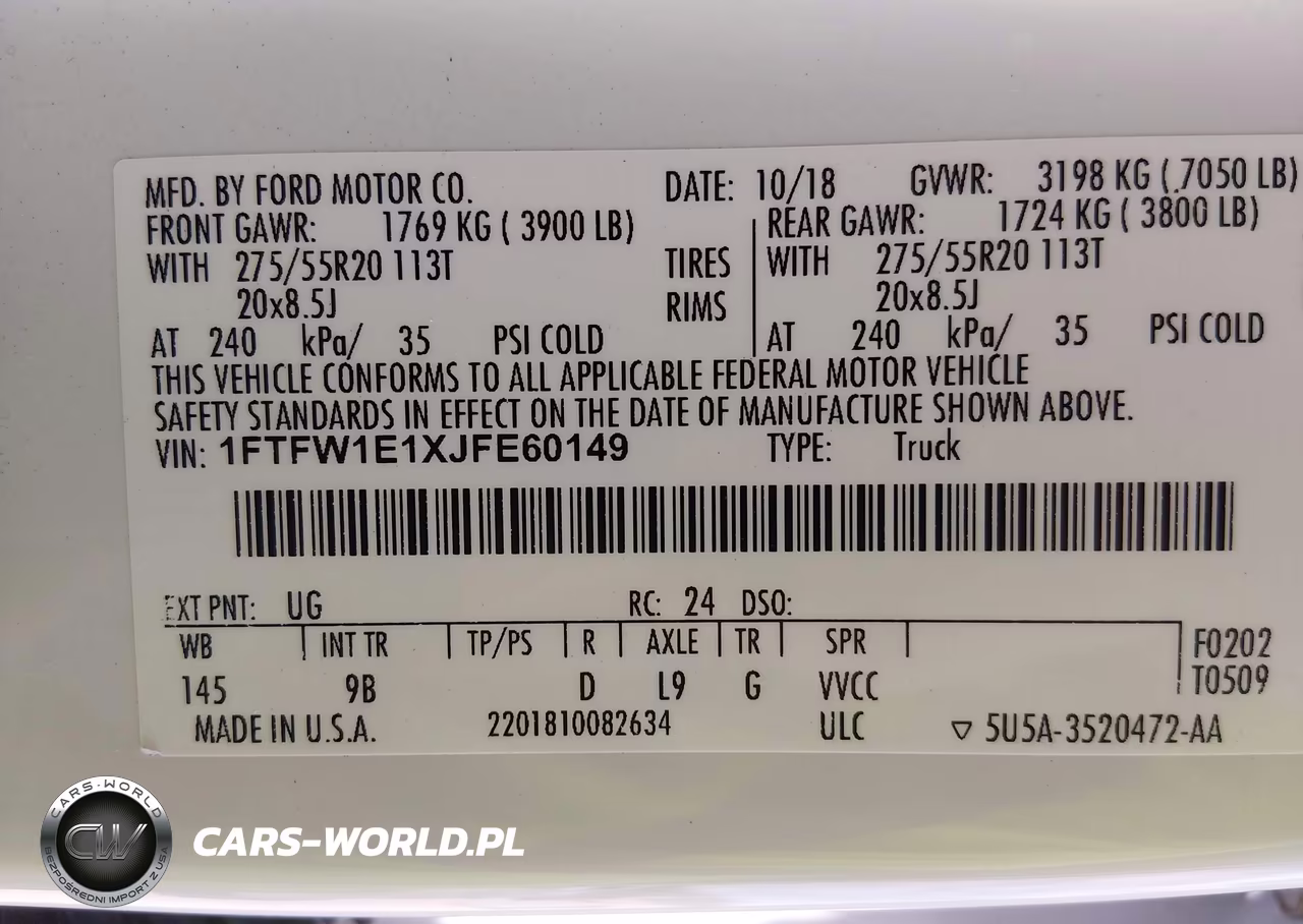 2018 Ford F-150 Platinum VIN:1FTFW1E1XJFE60149 - 9