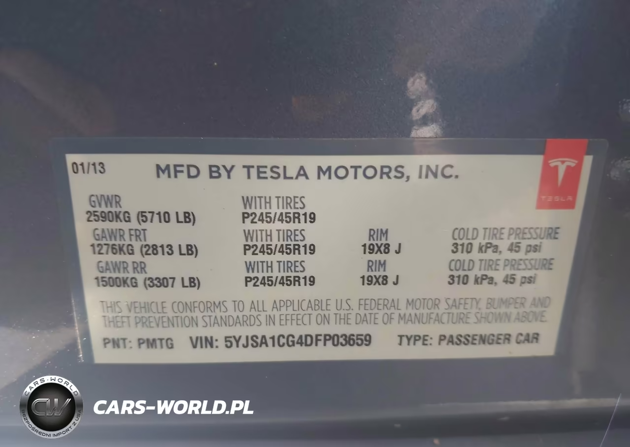 2013 Tesla Model S VIN:5YJSA1CG4DFP03659 - 9