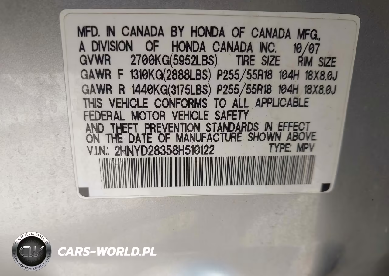 2008 Acura Mdx Technology Package VIN:2HNYD28358H510122 - 9