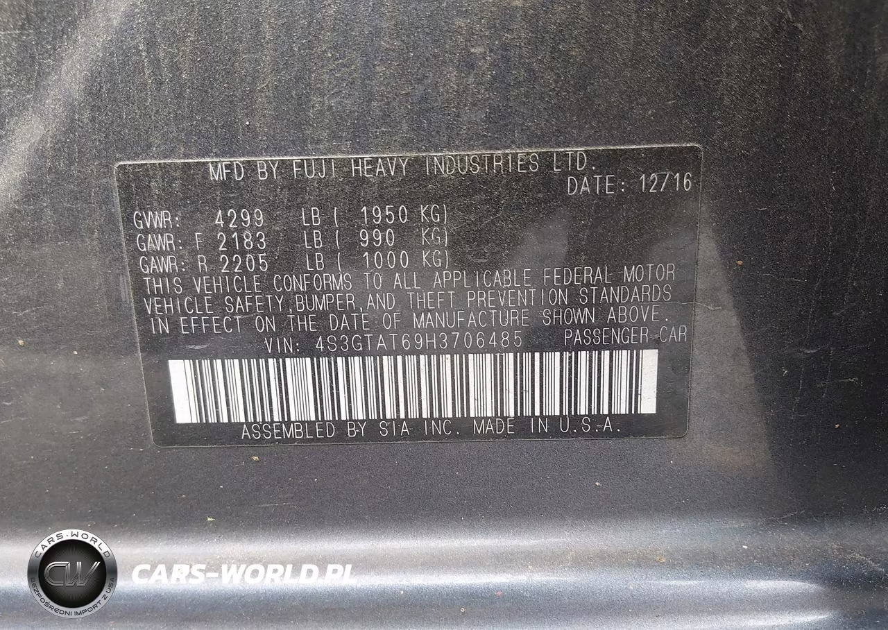 2017 Subaru Impreza 2.0I Limited VIN:4S3GTAT69H3706485 - 9