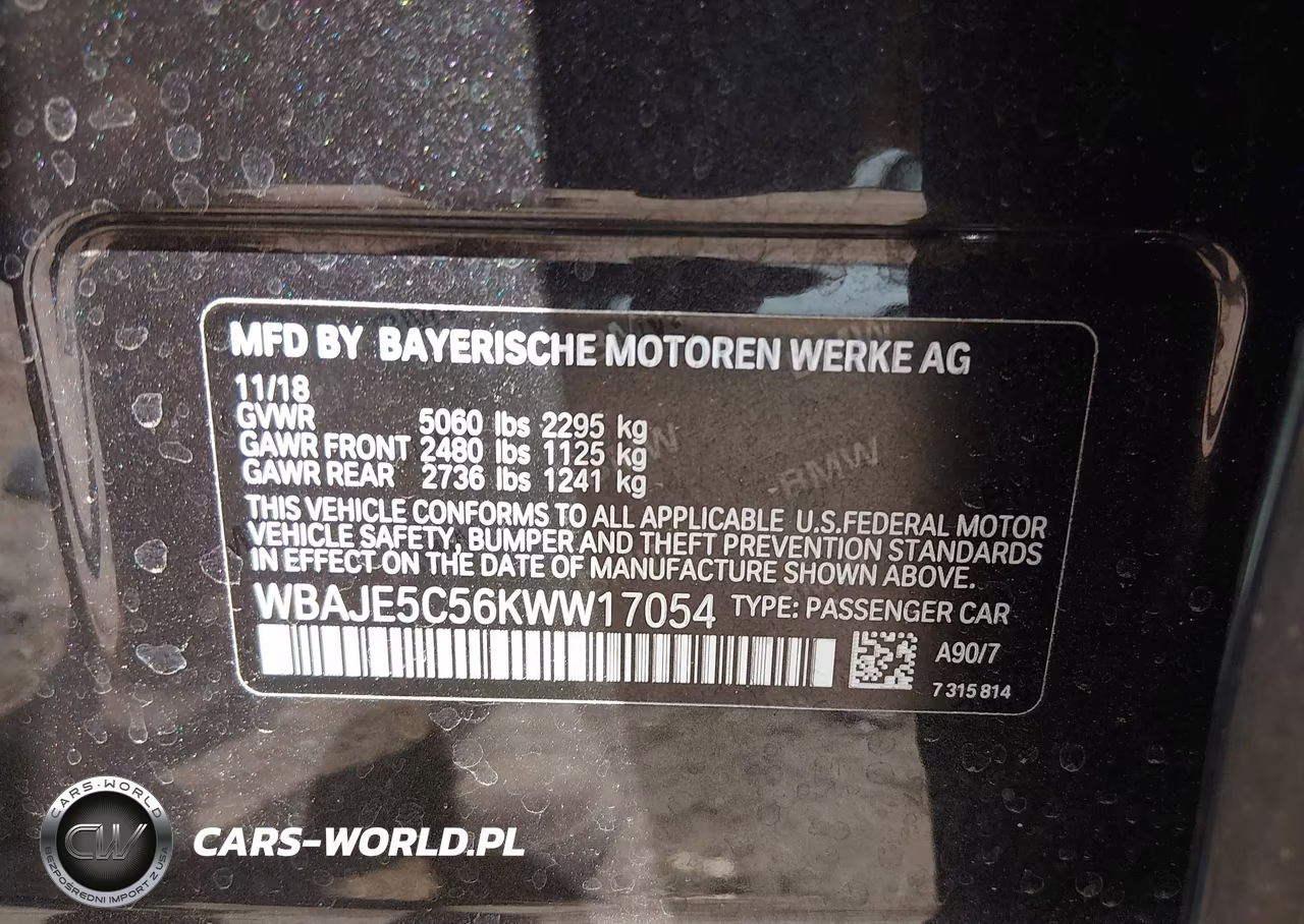 2019 BMW 540I VIN:WBAJE5C56KWW17054 - 9