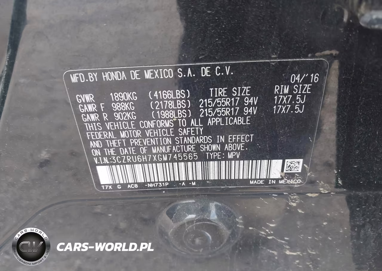 2016 Honda Hr-V Ex-L VIN:3CZRU6H7XGM745565 - 9