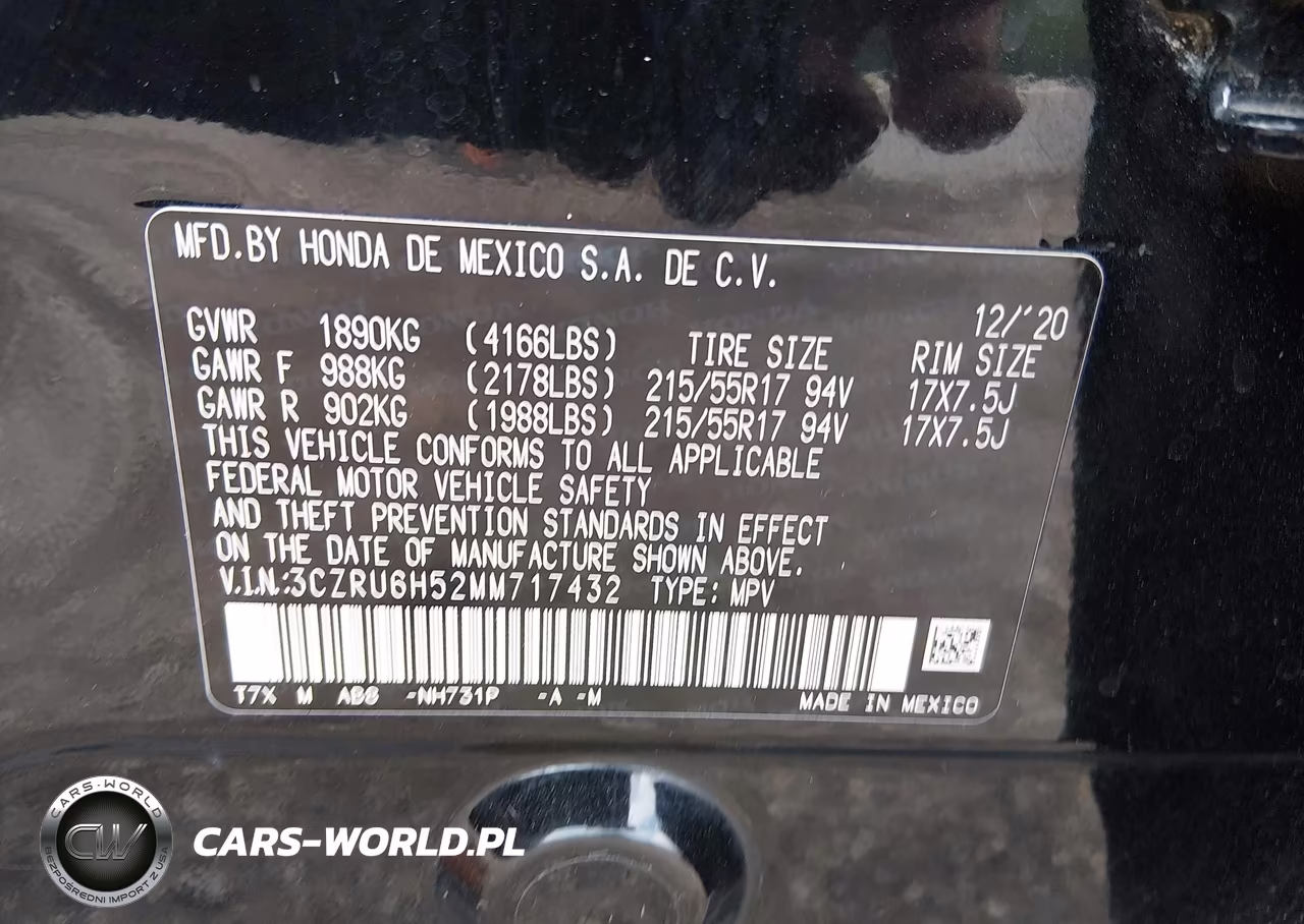 2021 Honda Hr-V Awd Ex VIN:3CZRU6H52MM717432 - 9