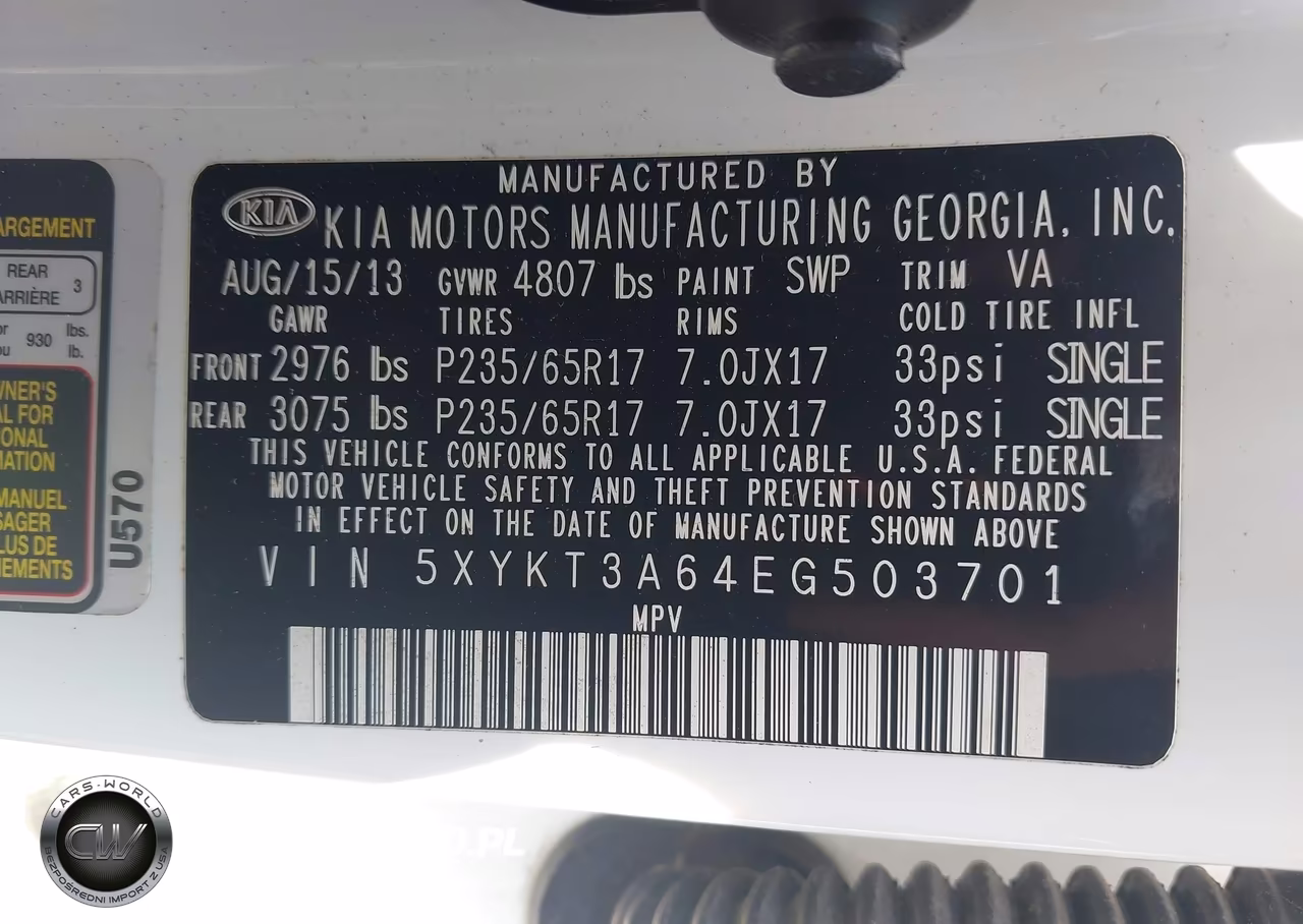 2014 Kia Sorento Lx VIN:5XYKT3A64EG503701 - 9