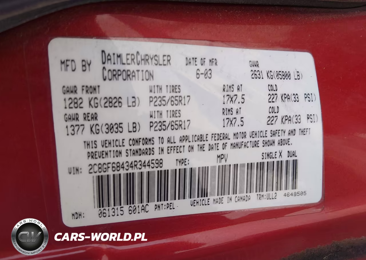2004 Chrysler Pacifica VIN:2C8GF68434R344598 - 9