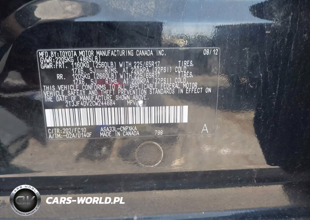 2012 Toyota Rav4 VIN:2T3JF4DV2CW244684 - 9