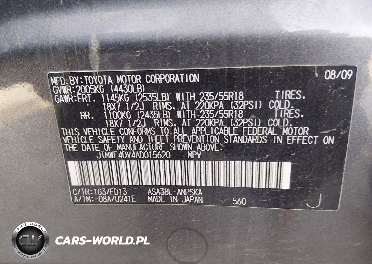 2010 Toyota Rav4 Sport VIN:JTMWF4DV4AD015620 - 9