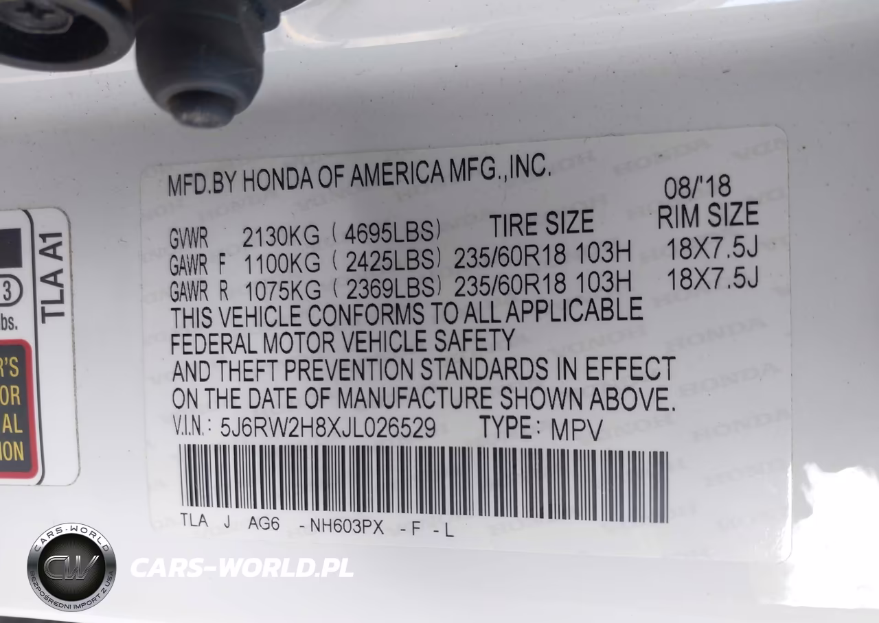2018 Honda Cr-V Ex-L-Ex-L Navi VIN:5J6RW2H8XJL026529 - 9