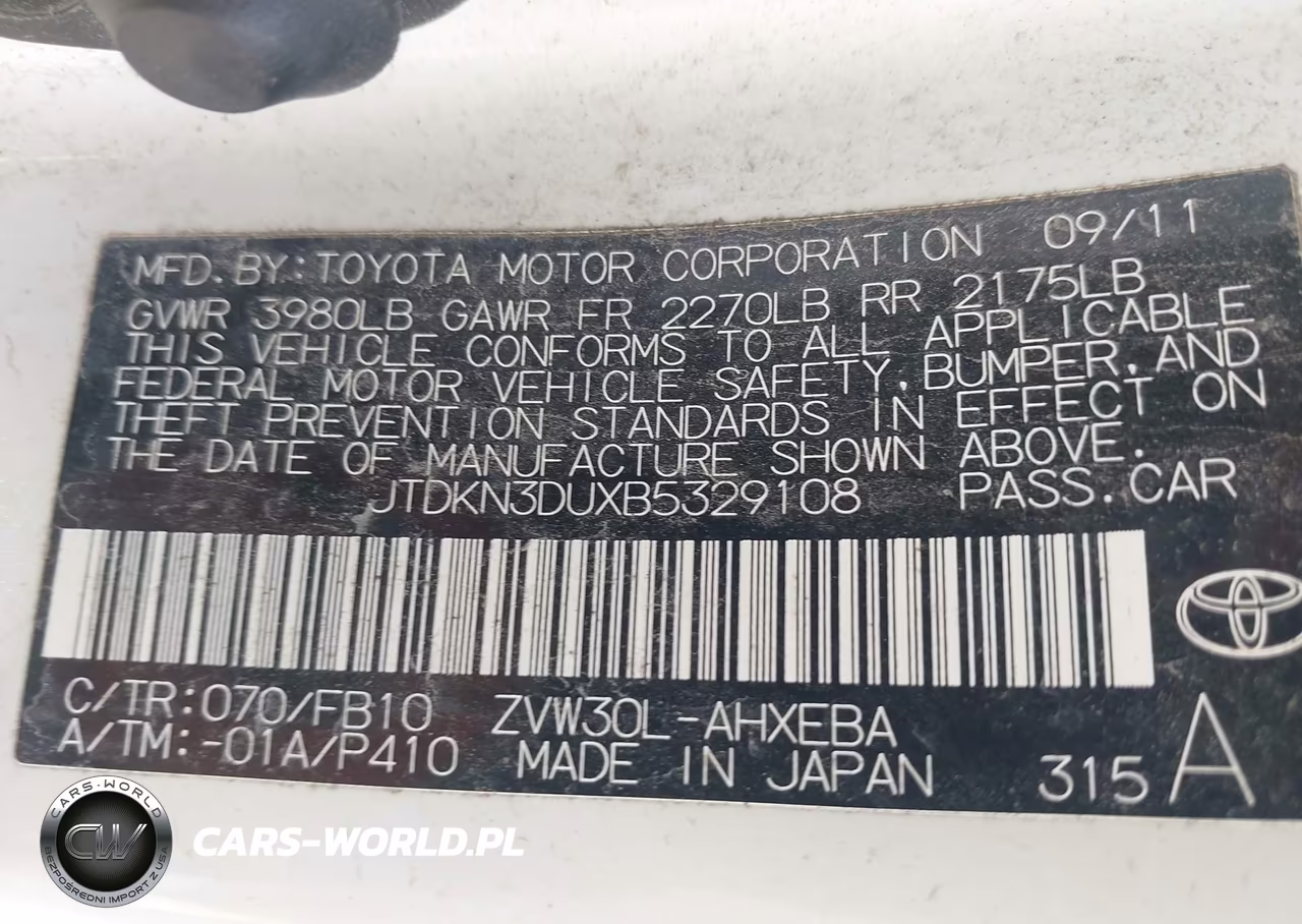 2011 Toyota Prius Two VIN:JTDKN3DUXB5329108 - 9