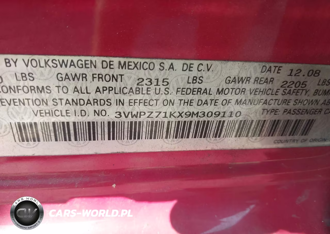 2009 Volkswagen Jetta 2.5L Se VIN:3VWPZ71KX9M309110 - 9