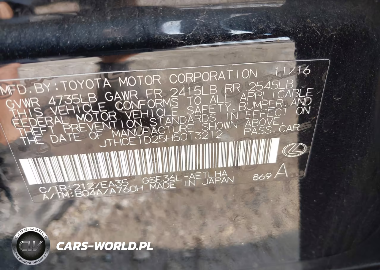 2017 Lexus Is 350 VIN:JTHCE1D25H5013212 - 9