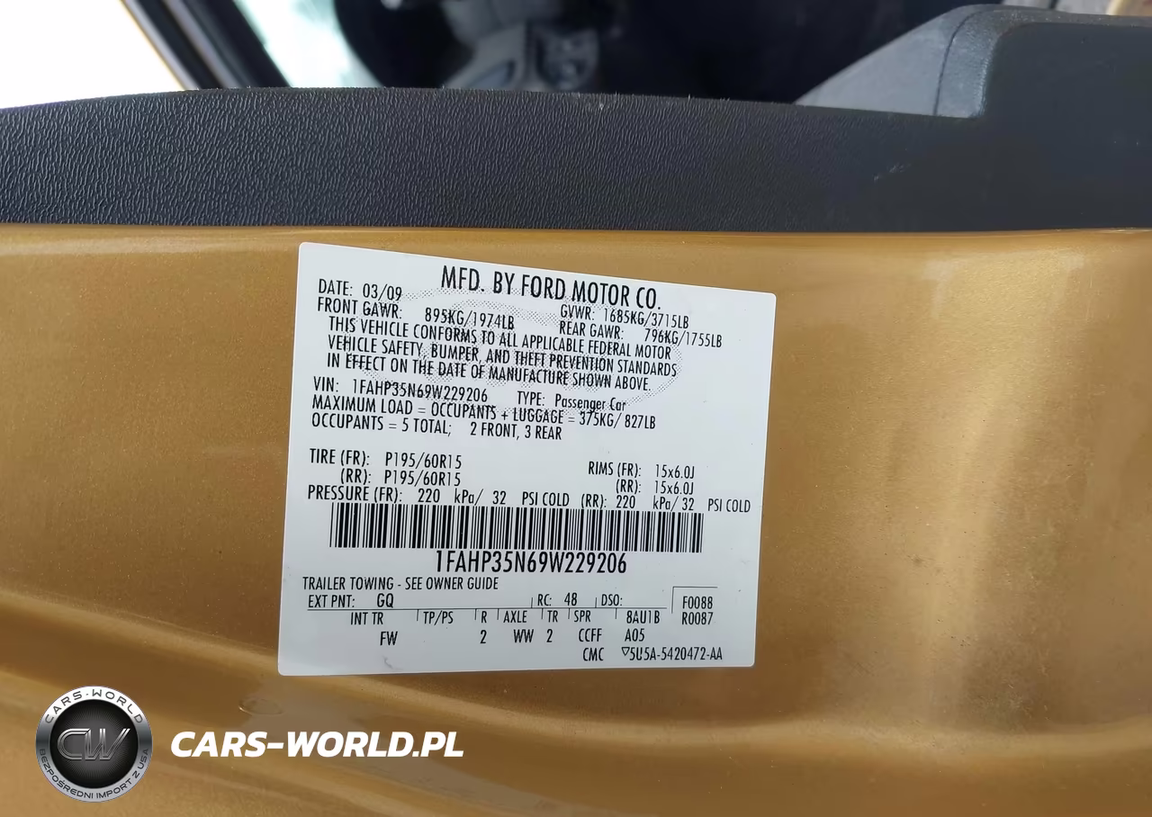 2009 Ford Focus Se VIN:1FAHP35N69W229206 - 9