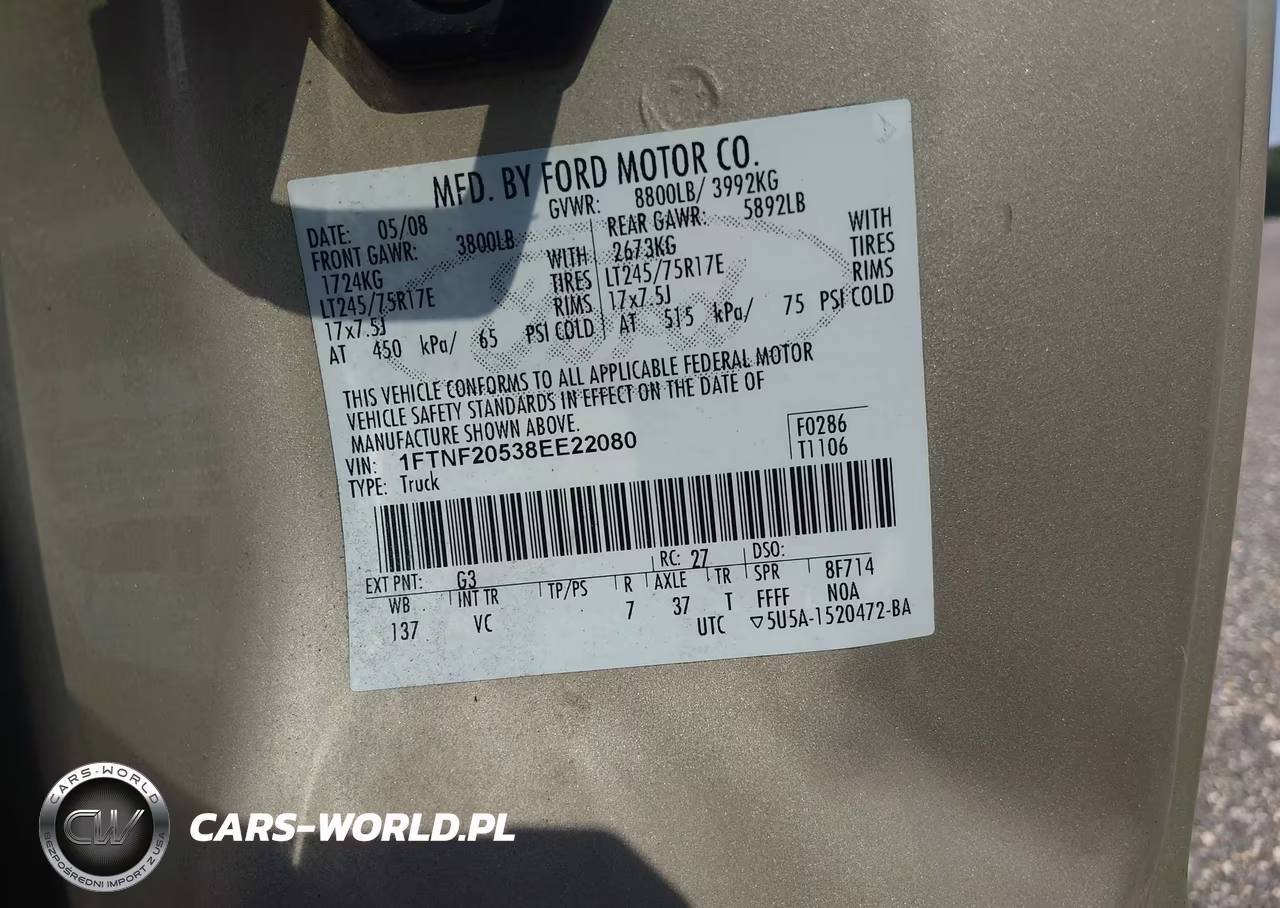 2008 Ford F-250 Xl-Xlt VIN:1FTNF20538EE22080 - 9