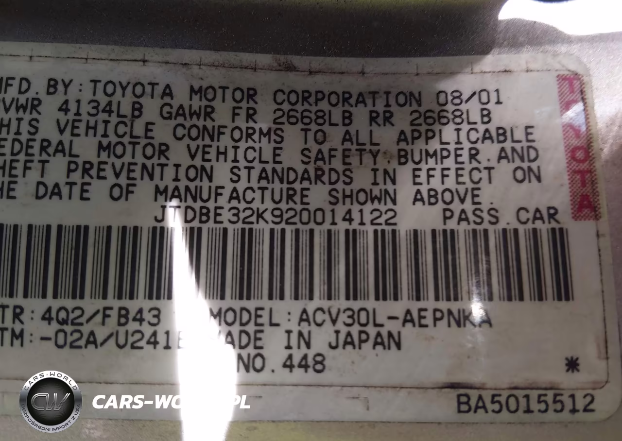 2002 Toyota Camry Le VIN:JTDBE32K920014122 - 9