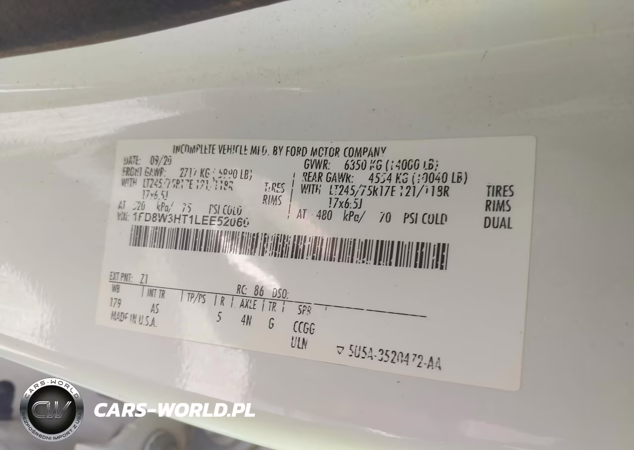 2020 Ford F-350 Chassis Xl VIN:1FD8W3HT1LEE52060 - 8