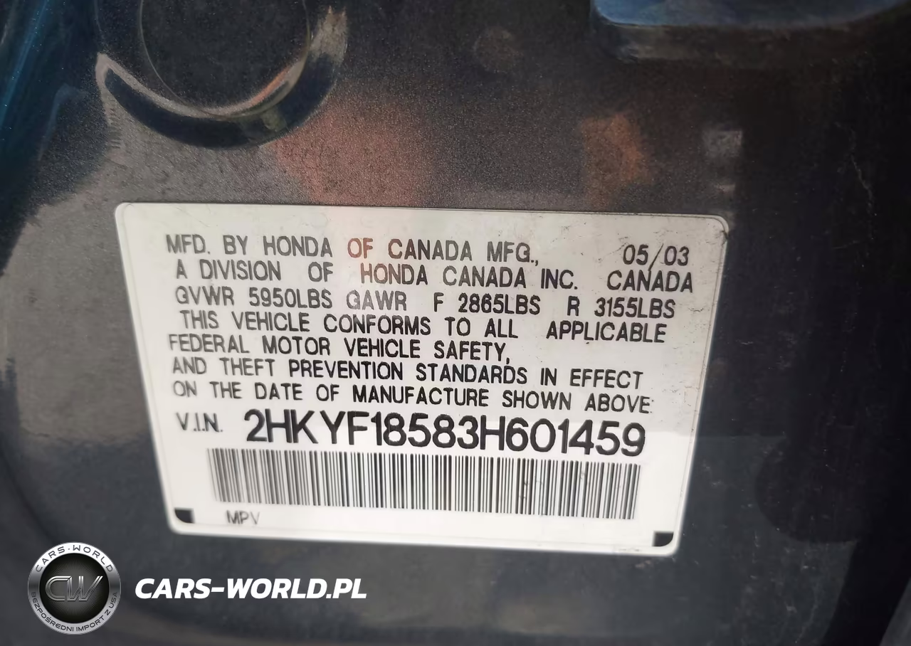 2003 Honda Pilot Ex-L VIN:2HKYF18583H601459 - 9