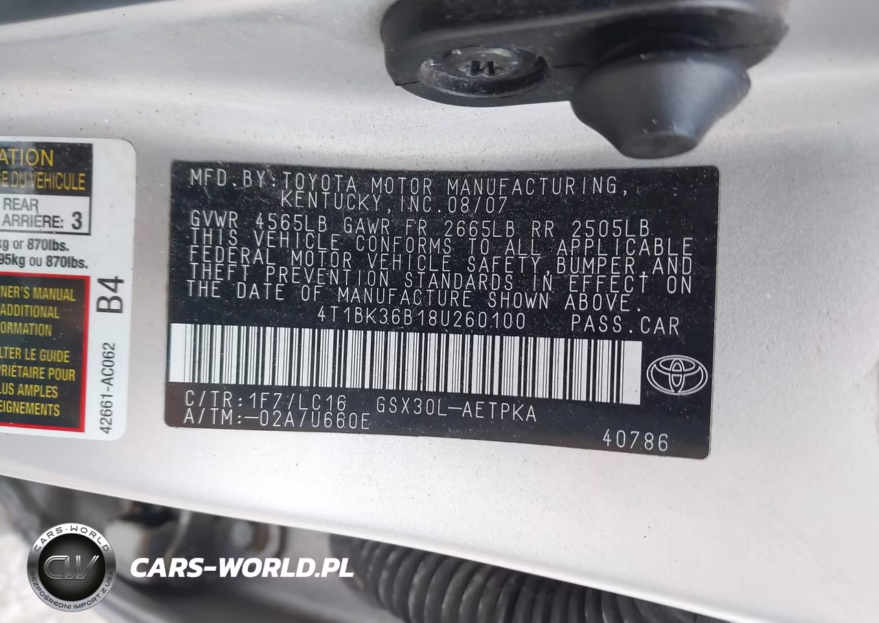 2008 Toyota Avalon Limited VIN:4T1BK36B18U260100 - 9
