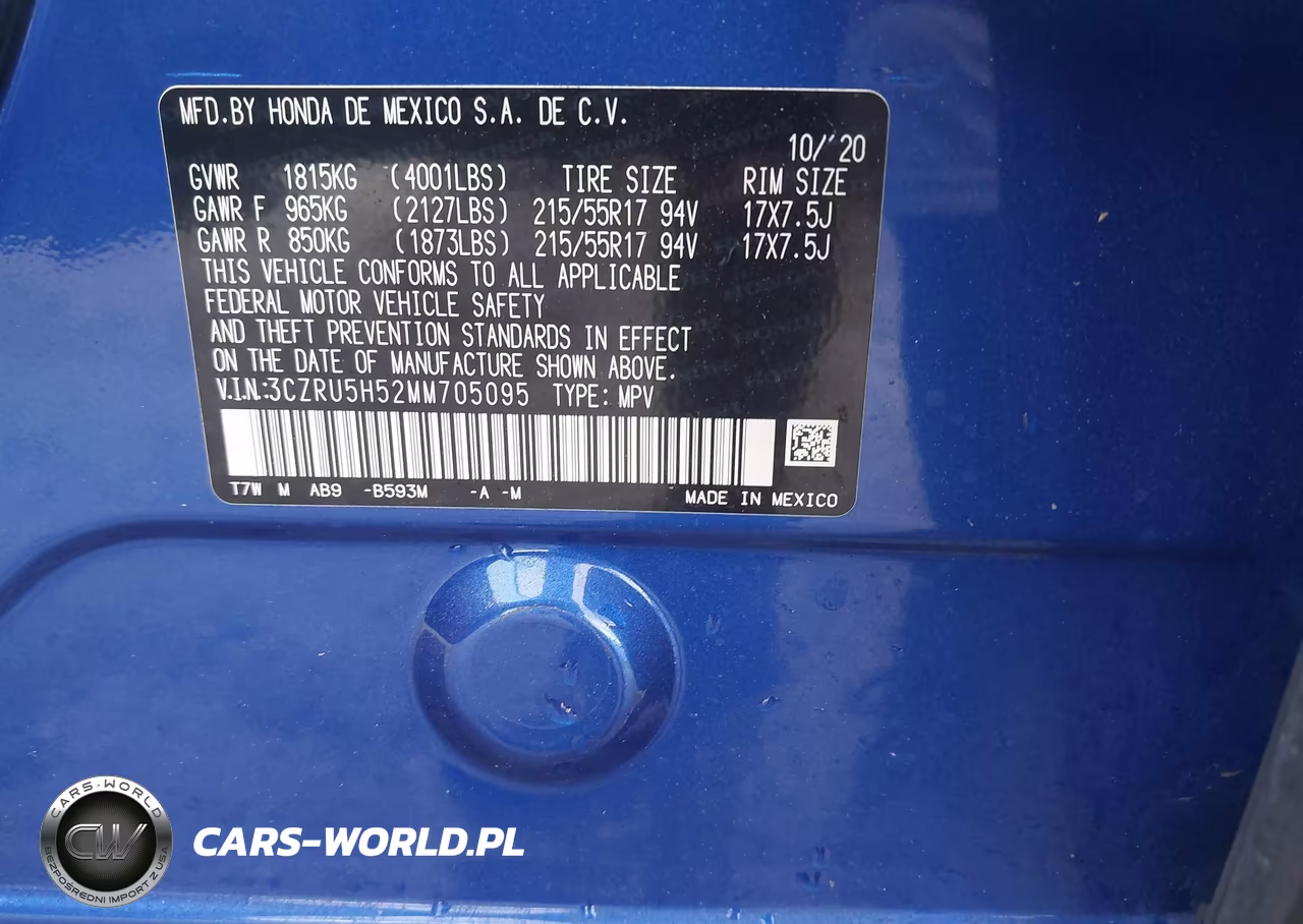 2021 Honda Hr-V 2Wd Ex VIN:3CZRU5H52MM705095 - 9