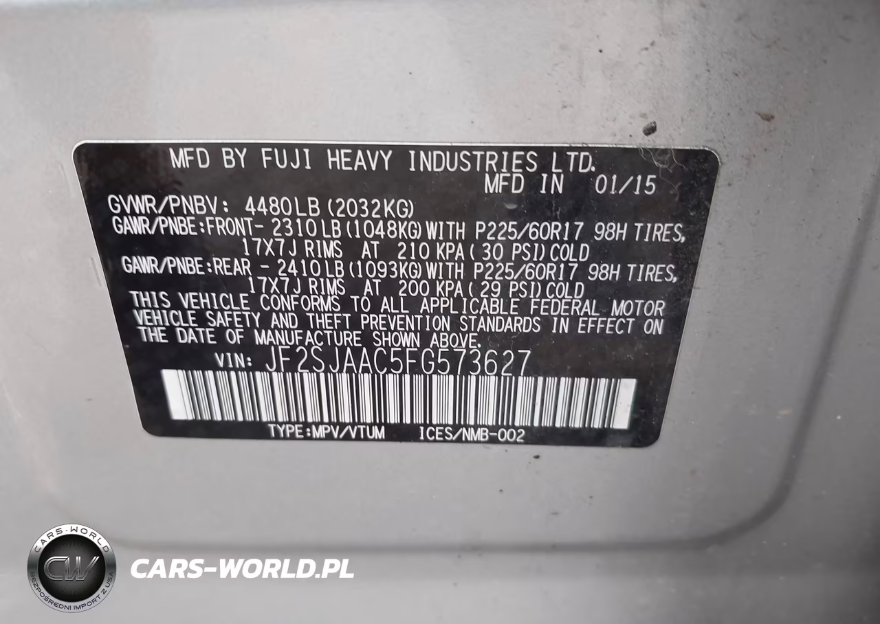 2015 Subaru Forester 2.5I VIN:JF2SJAAC5FG573627 - 9