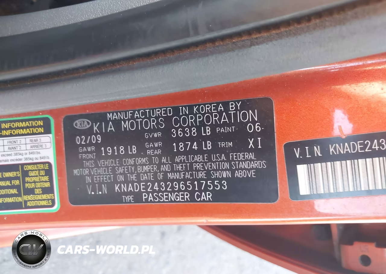 2009 Kia Rio5 Lx VIN:KNADE243296517553 - 9