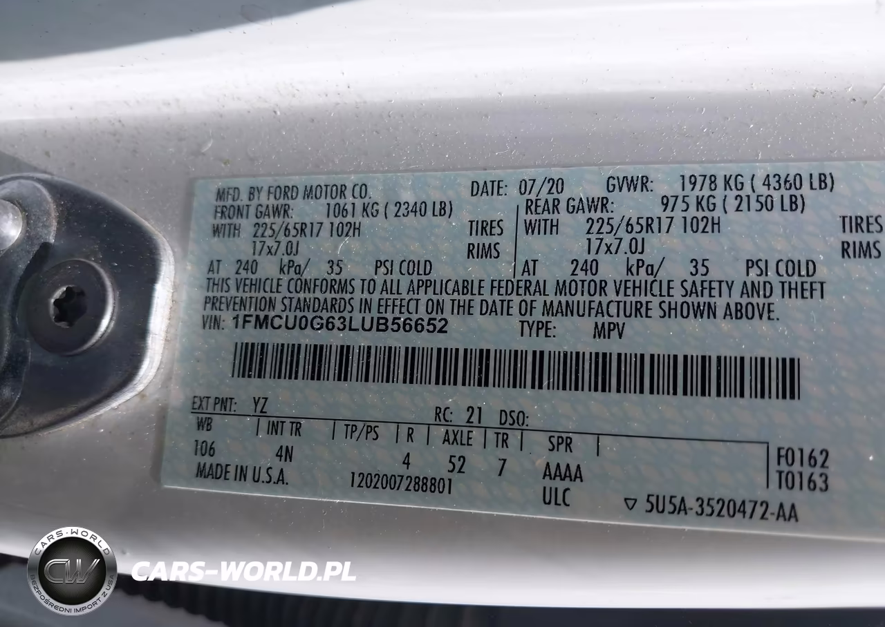 2020 Ford Escape Se VIN:1FMCU0G63LUB56652 - 9