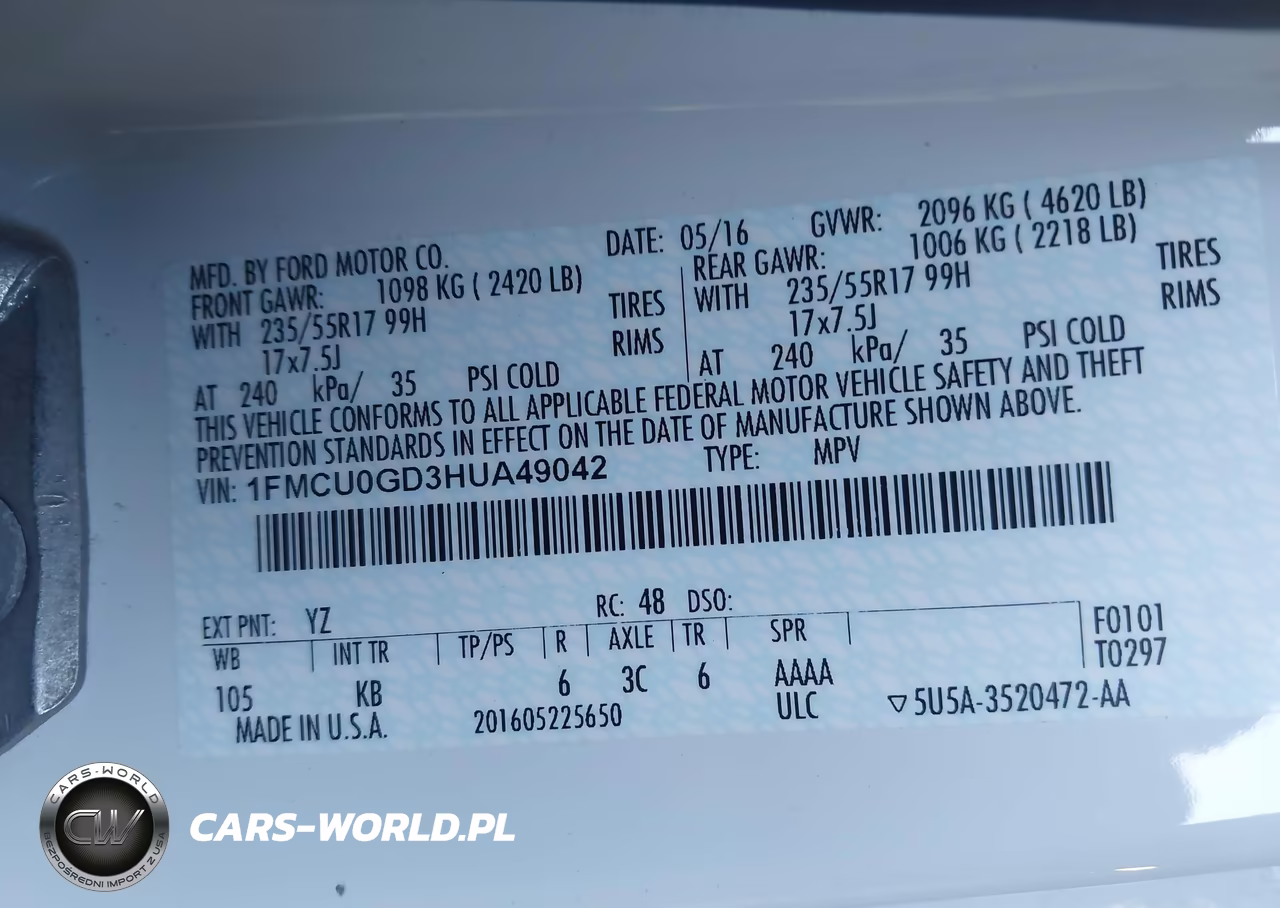 2017 Ford Escape Se VIN:1FMCU0GD3HUA49042 - 9