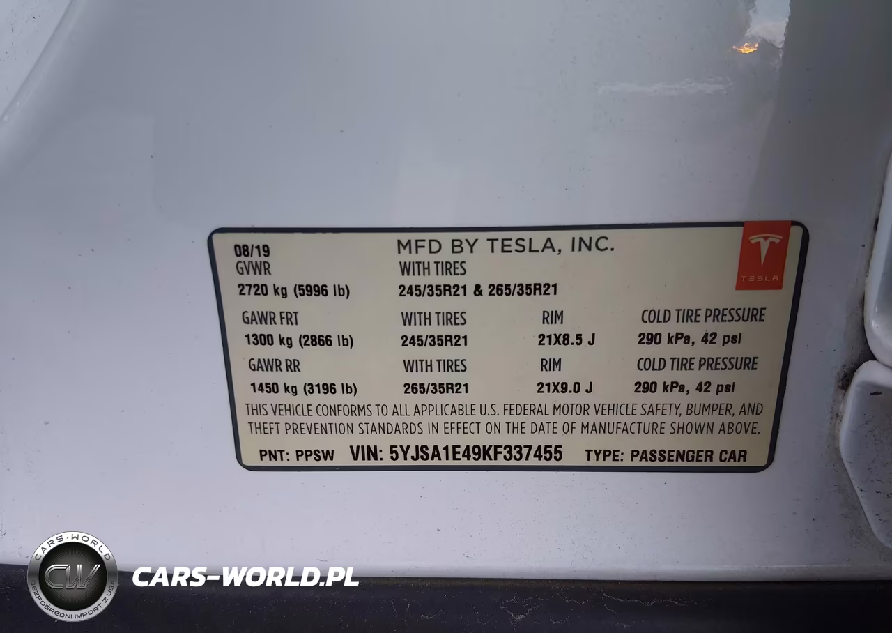 2019 Tesla Model S 100D-Long Range-P100D-Performance VIN:5YJSA1E49KF337455 - 9