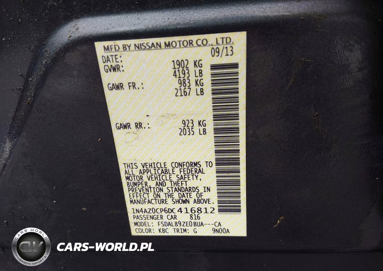 2013 Nissan Leaf S VIN:1N4AZ0CP6DC416812 - 9