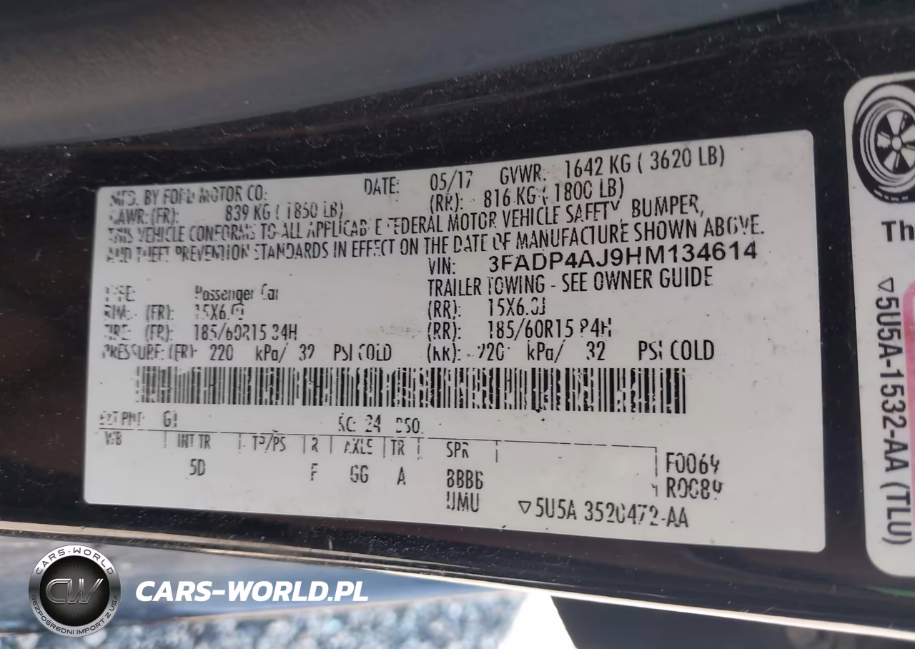 2017 Ford Fiesta S VIN:3FADP4AJ9HM134614 - 9