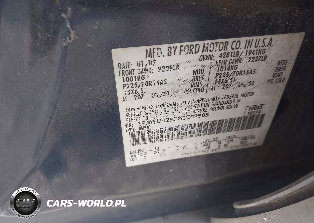 2002 Ford Escape Xls VIN:1FMYU02B32KC09905 - 9