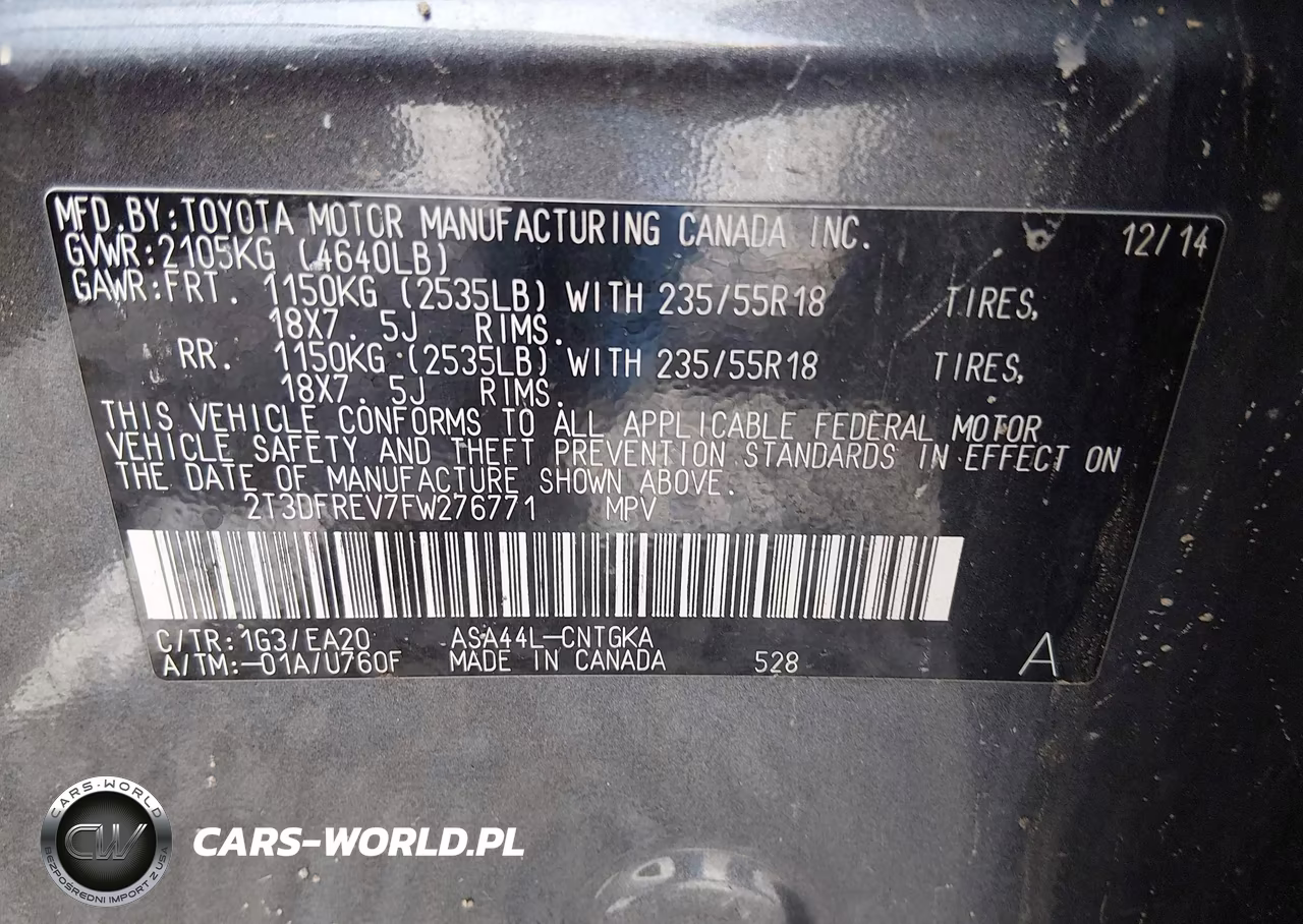 2015 Toyota Rav4 Limited VIN:2T3DFREV7FW276771 - 9