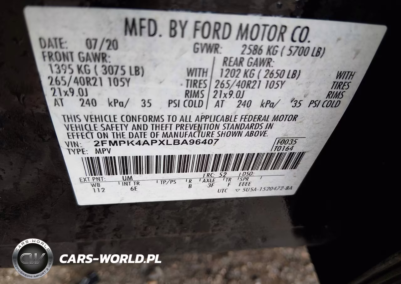 2020 Ford Edge St VIN:2FMPK4APXLBA96407 - 9