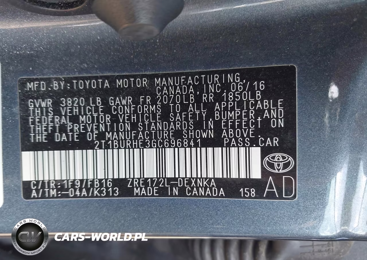 2016 Toyota Corolla Le VIN:2T1BURHE3GC696841 - 9
