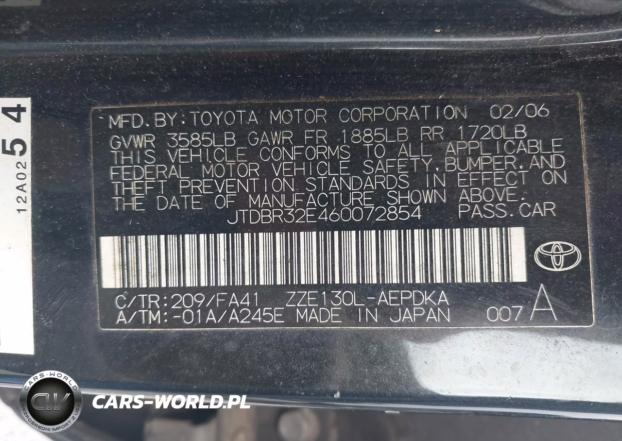 2006 Toyota Corolla Ce VIN:JTDBR32E460072854 - 9