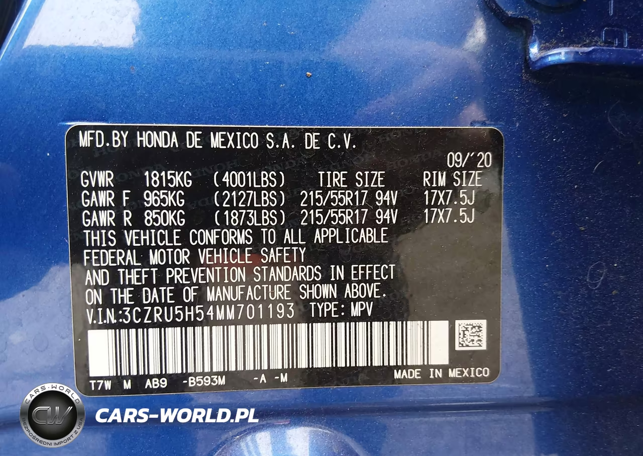 2021 Honda Hr-V 2Wd Ex VIN:3CZRU5H54MM701193 - 9