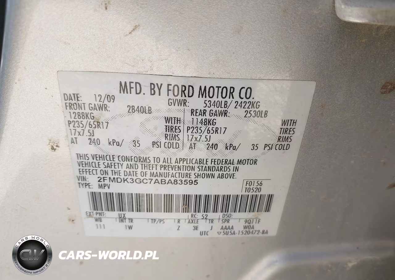 2010 Ford Edge Se VIN:2FMDK3GC7ABA83595 - 9