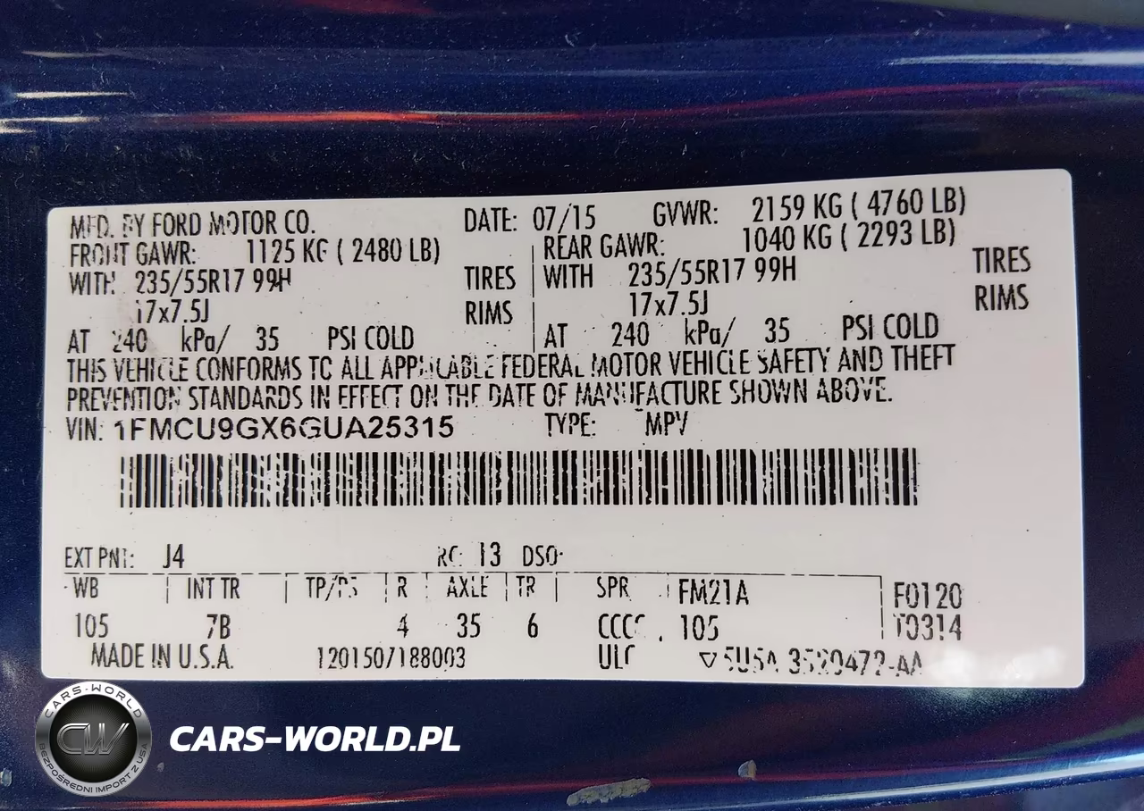 2016 Ford Escape Se VIN:1FMCU9GX6GUA25315 - 9